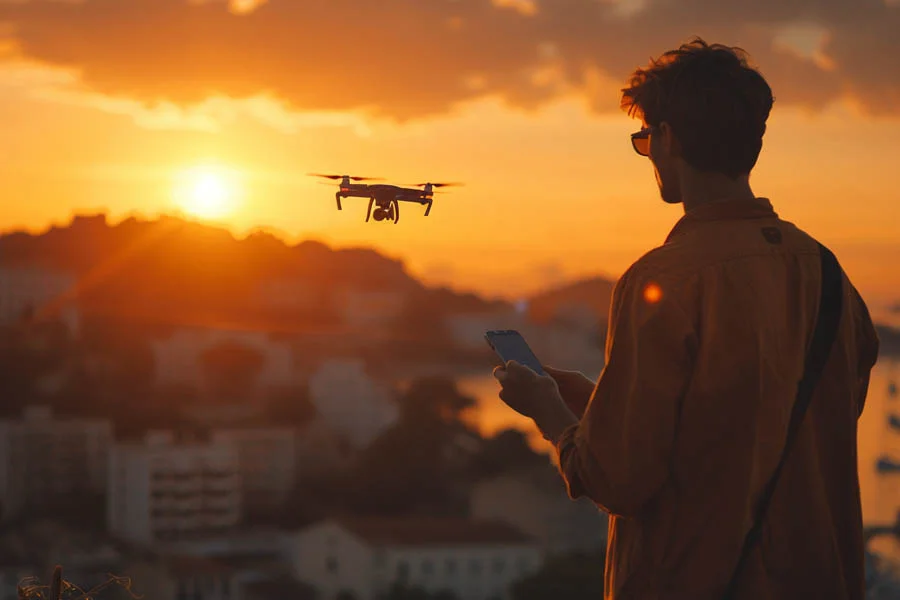 flying drone with camera